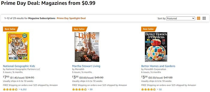 Magazine Subscriptions Starting at $0.99 Prime Day Deal