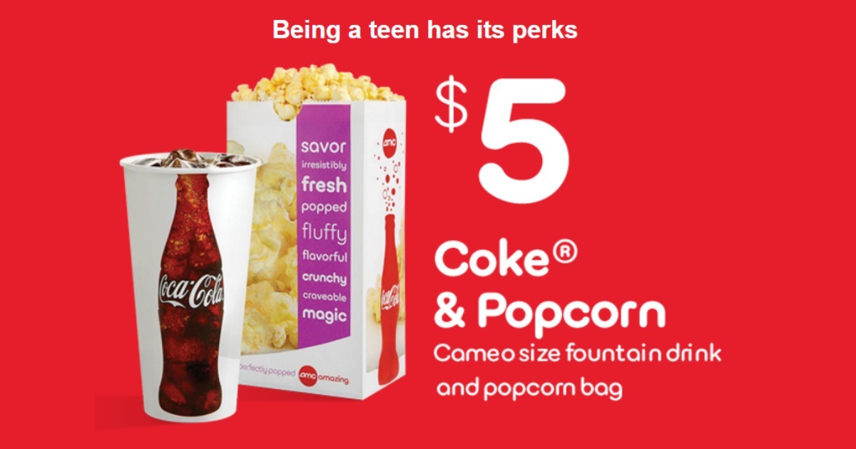 AMC Theaters Teens Discount Promotion 5 for Drink & Popcorn (Student