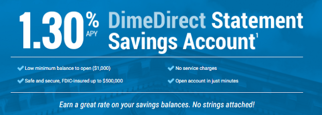 DimeDirect Statement Savings Account 1.30% APY