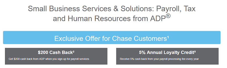 Chase for business ADP Payroll promotion