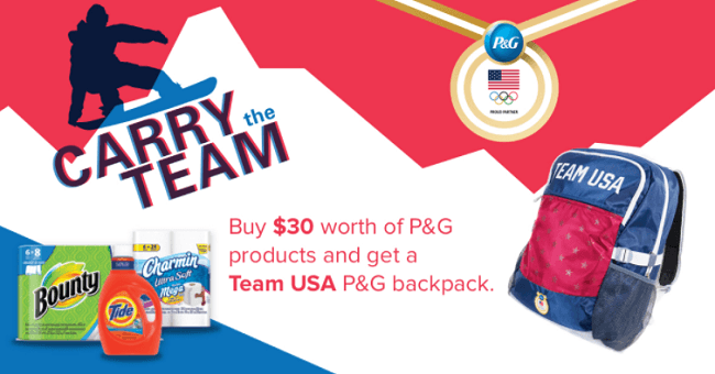 Boxed P&G Products Promotion: Free Team USA P&G Backpack