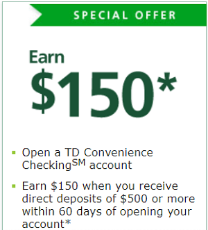 Td Bank Convenience Checking Get 150 Bonus When You Open A New Account And Set Up Direct Deposit With This Will