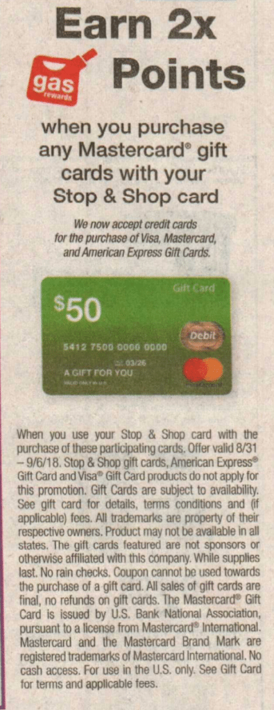 Giant S Stop And Martin Promotion 2x Fuel Points On We Now Accept Credit Cards For The Purchase Of Visa Mastercard And American Express Gift