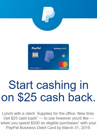 PayPal Business Card Spending Bonus Get $25 W $500 Spend Tar Ed