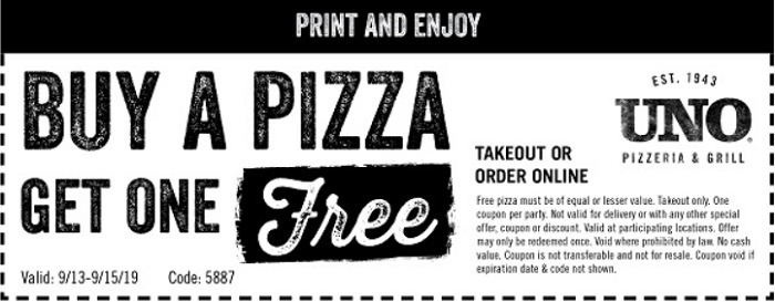Uno Pizzeria &amp; Grill Promotions, Coupons, Discount Promo Codes ...