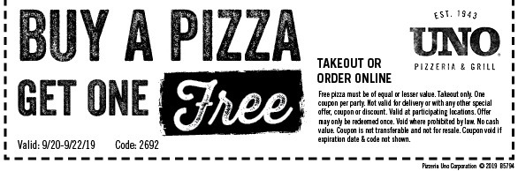 UNO Pizza BOGO Promotion