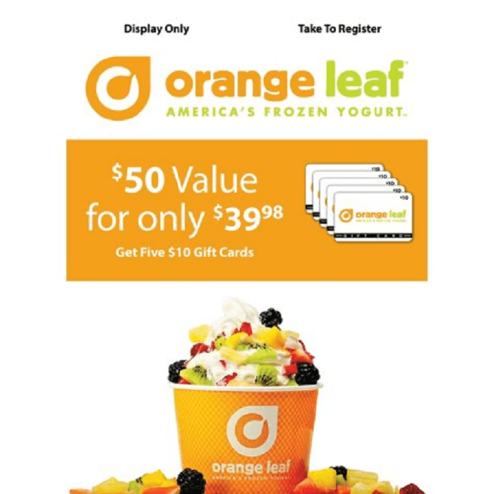 Orange Leaf Frozen Yogurt Gift Cards