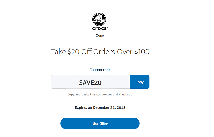 crocs 20 off code