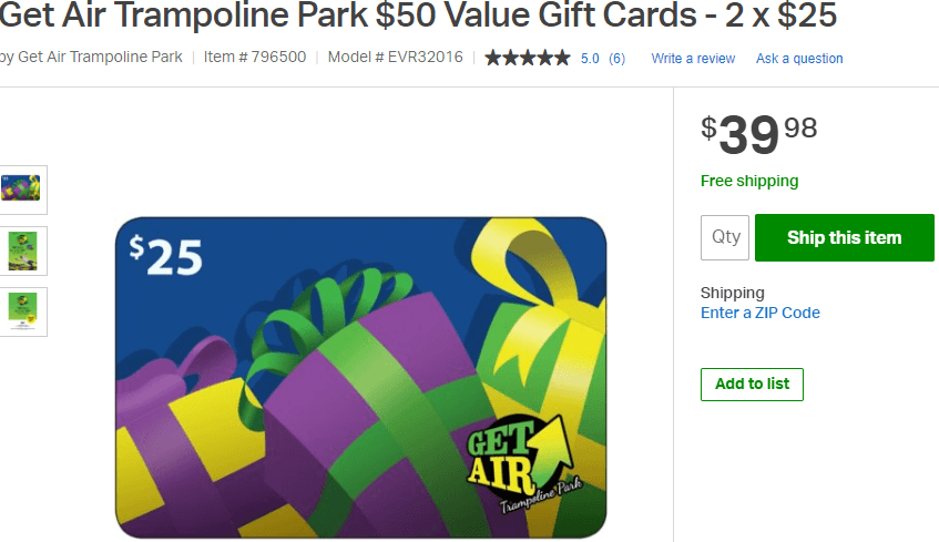 Sam's Club Get Air Trampoline Park Gift Card Promotion