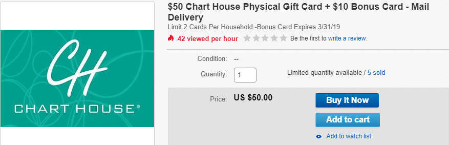 Chart House Gift Card