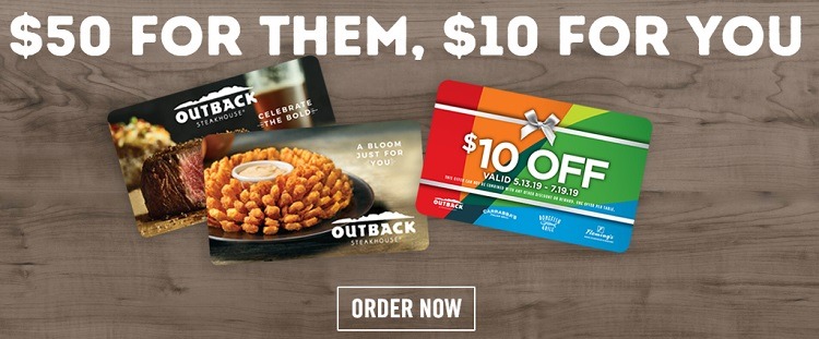 Outback Steakhouse Gift Card Promotion 10 Bonus Card 50