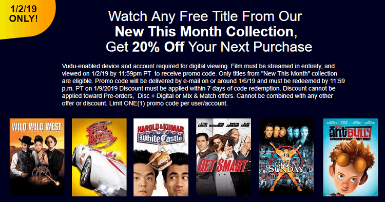 VUDU Movie Rental Promotion: 20% Off Movie Purchase