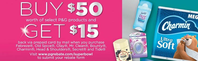 P G Promotions Get 15 Visa Rebate W 50 Select Products Purchase Etc p-g-promotions-get-15-visa-rebate-w-50-select-products-purchase-etc