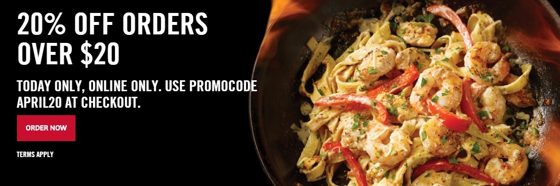 TGI Fridays Promotion: 20% Off Orders w/ Promo Code APRIL20