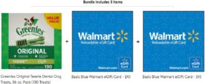 Greenies Dental Dog Treats 130-Count + $20 Walmart eGift Card via Walmart