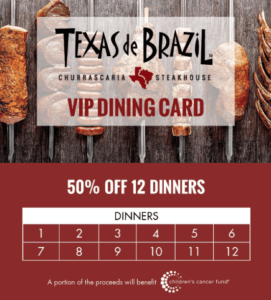 Texas De Brazil Dining Card Promotion: Receive 50% Off 12 Dinners w/ Dining Card Purchase