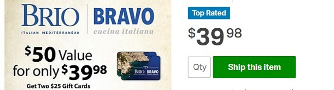 Bravo Cucina Italiana Sam's Club GC Promotion