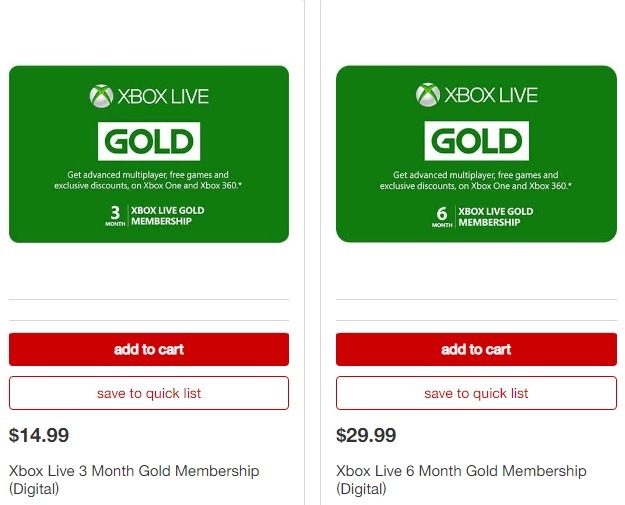 Target Xbox Promotion 10 Off 3/6 Month Xbox Live Gift Cards