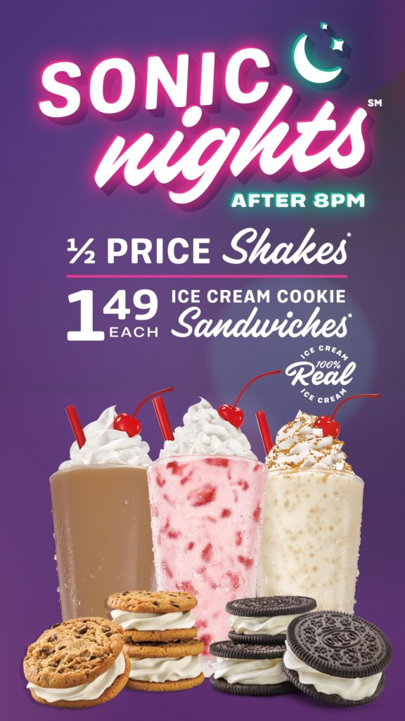 Sonic Nights Promotion Half Price Shakes After 8pm