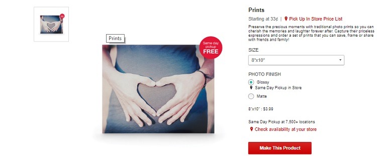 Free 8 x 10 Photo Print from CVS