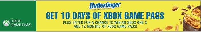 Butterfinger Free Xbox Game Pass Promotion