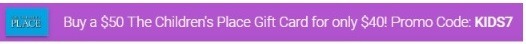 Children's Place eGifter Deal, Get $50 GC for $40