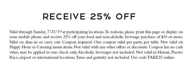 Macraroni Grill 25 Percent Coupon Promotion