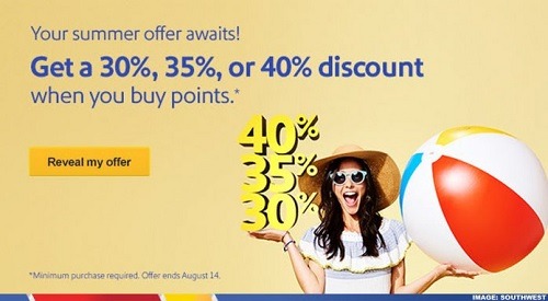 Southwest Rapid Rewards Promotions, Get Up to 40% Off Points