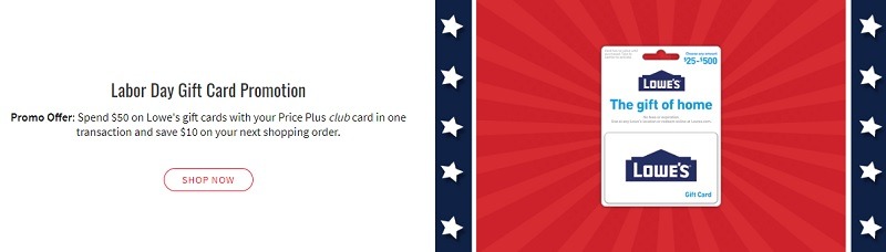 Get $10 Off Next Shopping Order w/ $50 Lowe's Gift Card Purchase