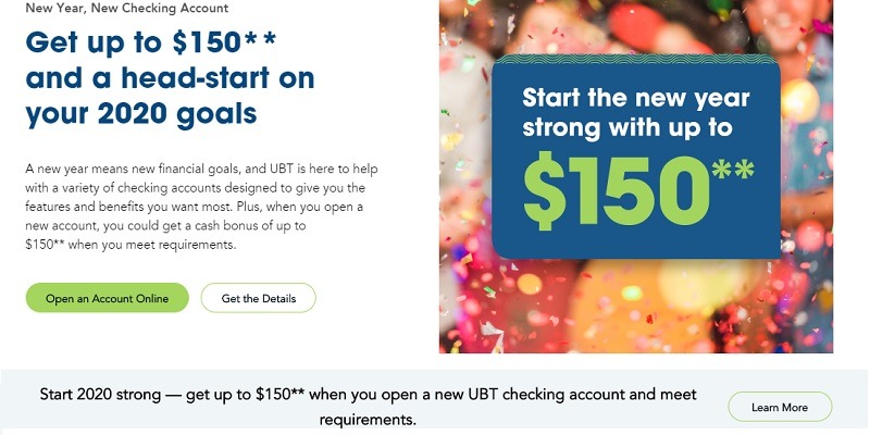 Ubt Union Bank Trust 150 Checking Bonus Ne