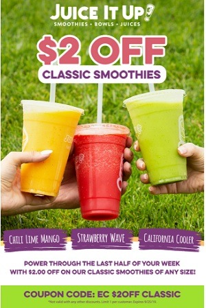 Juice It Up $2 Off Smoothie Promotion