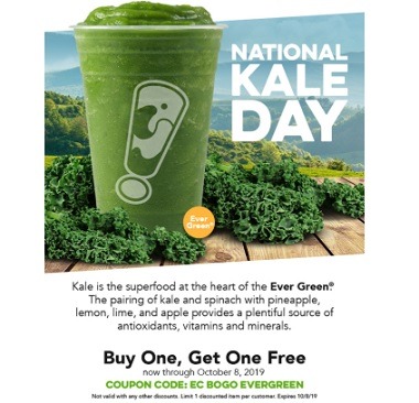 Juice It Up BOGO Kale Promotion