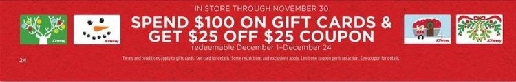 Get $25 Off $25 Coupon w/ $100 Gift Card Purchase
