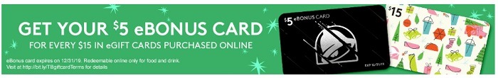 Taco Bell 5 For 15 GC Promotion