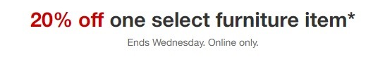 Target 20Pct Off One Furniture Item Promotion