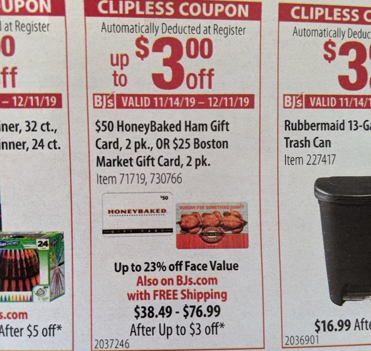 Save Extra On Honey Baked Ham & Boston Market GC's