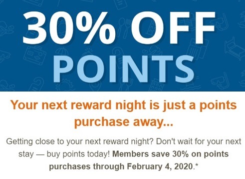 Choice hotels 30 percent off points