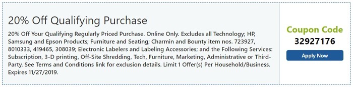 Office Depot 20Pct Qualifying Purchase Promo