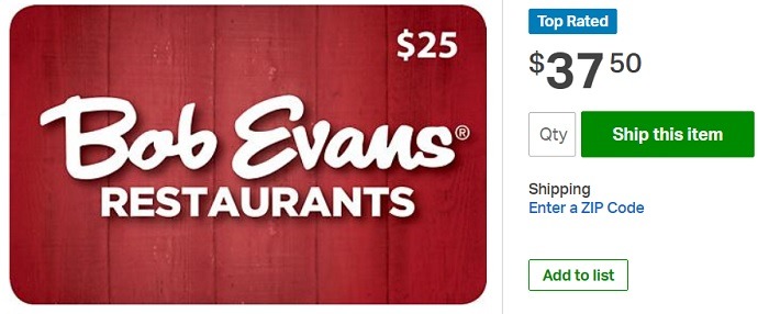 bob evans gift card