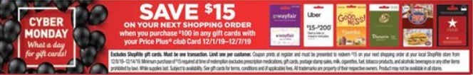 shoprite save 15 on next shopping order promotion