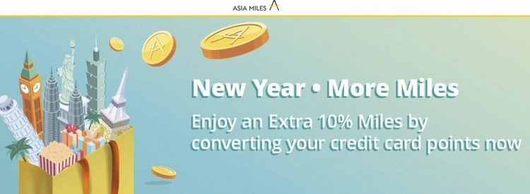 Convert Credit Card Points into Asia Miles, Get Extra 10% Miles Bonus