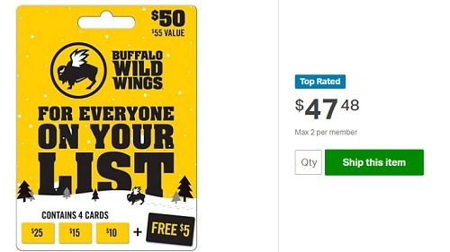Buffalo Wild Wings Sam's Club GC Promotion