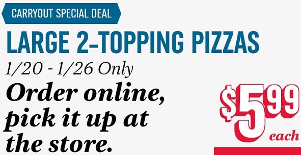 Domino's Large 2 Topping Pizza Promotion
