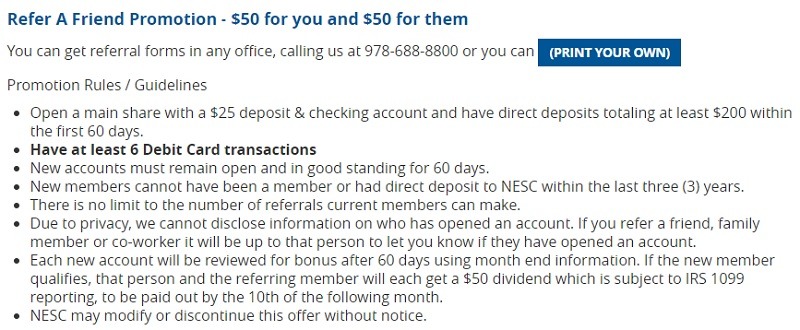 NESC Federal Credit Union Promotions