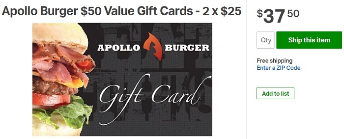 apollo burgers 50 gc for 37.50