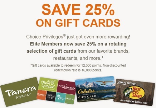 choice hotels 25 off gift cards