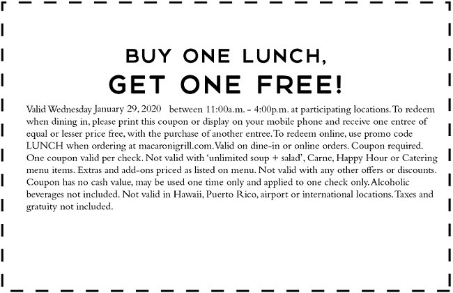 Romano’s Macaroni Grill Promotions: BOGO Free Pasta Milano Entree ...