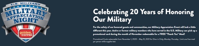 Military Members Get Free Thank You Meal