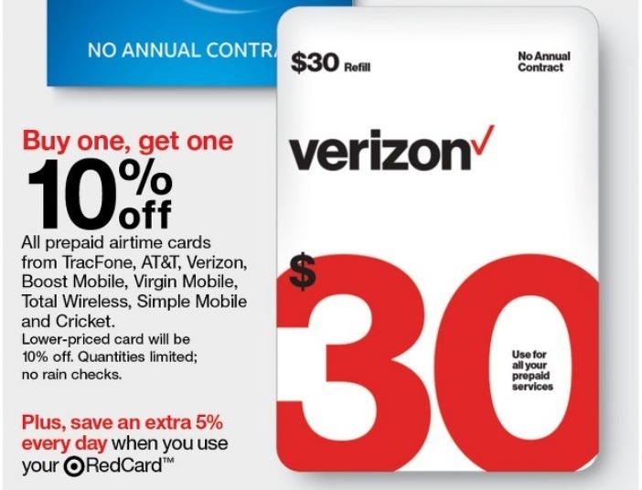 Target Buy One Prepaid Airtime Card, Get One 10 Off