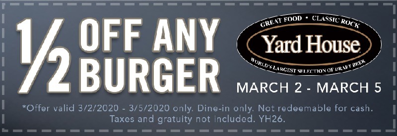 Half Off Any Burger Through 3/5